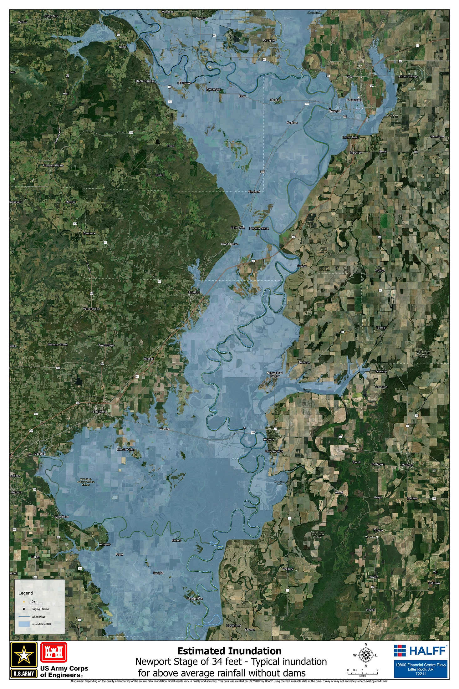 map of newport estimated inundation at 34 feet